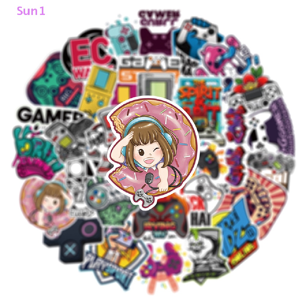 Set 50 Nhãn Dán Trang Trí Xe Hơi / Ván Trượt / Laptop / Điện Thoại Chống Nước Kiểu Vintage Vui Nhộn