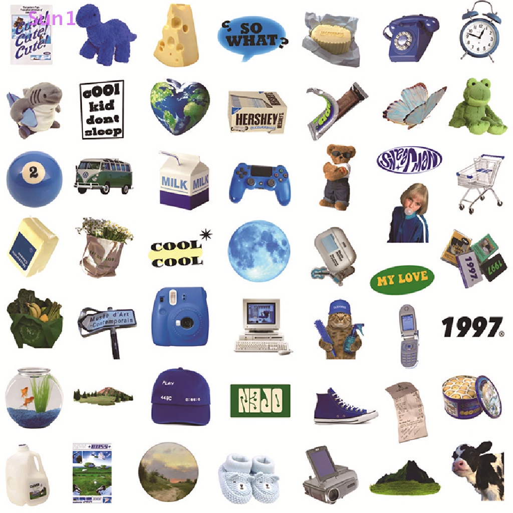 Túi 50 Miếng Dán Chống Nước Sun1 > 50 Cái Trang Trí Laptop / Xe Hơi / Điện Thoại / Va Li Phong Cách Kawaii