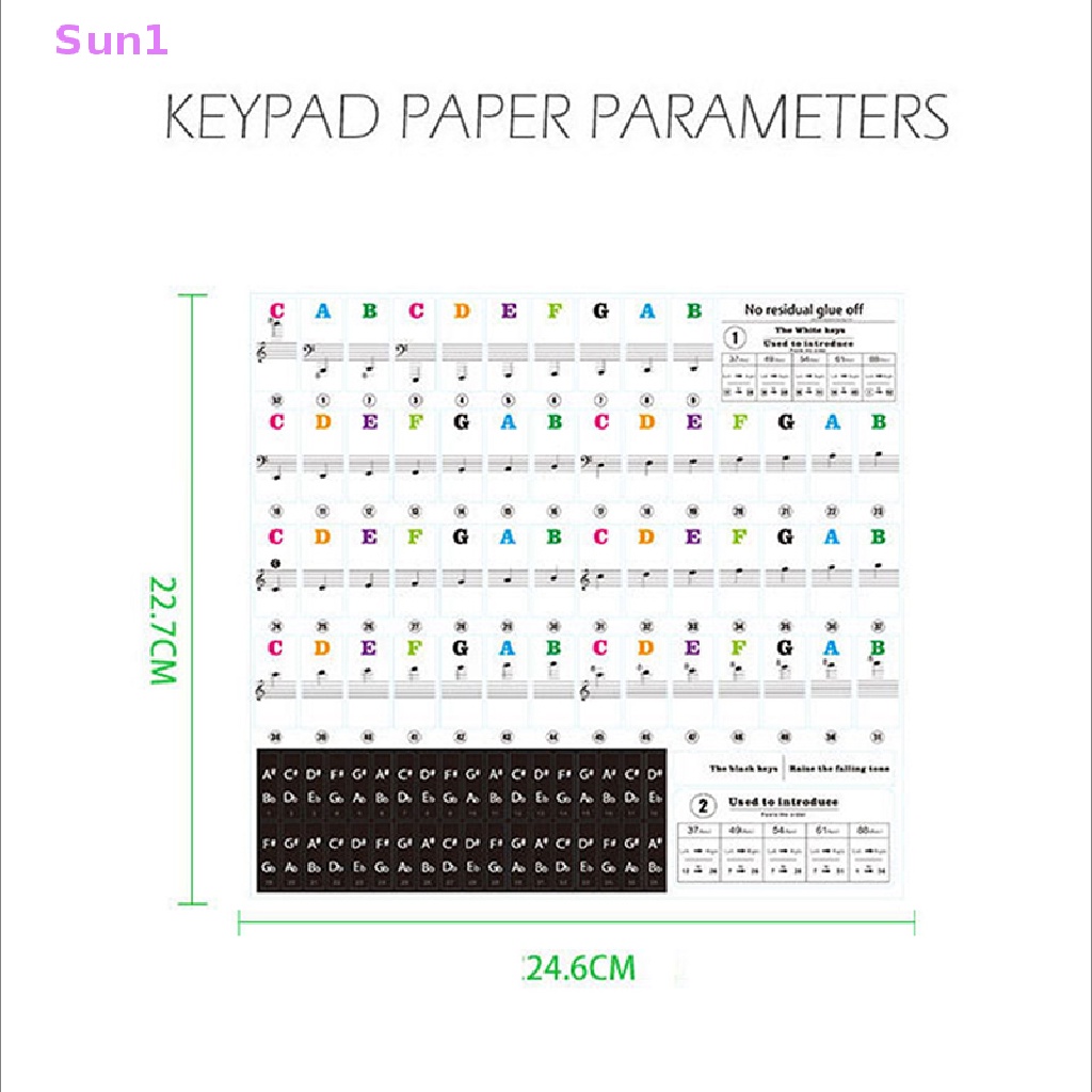 Miếng Dán Phím Đàn Piano Điện 54 / 61 Trong Suốt Sun1