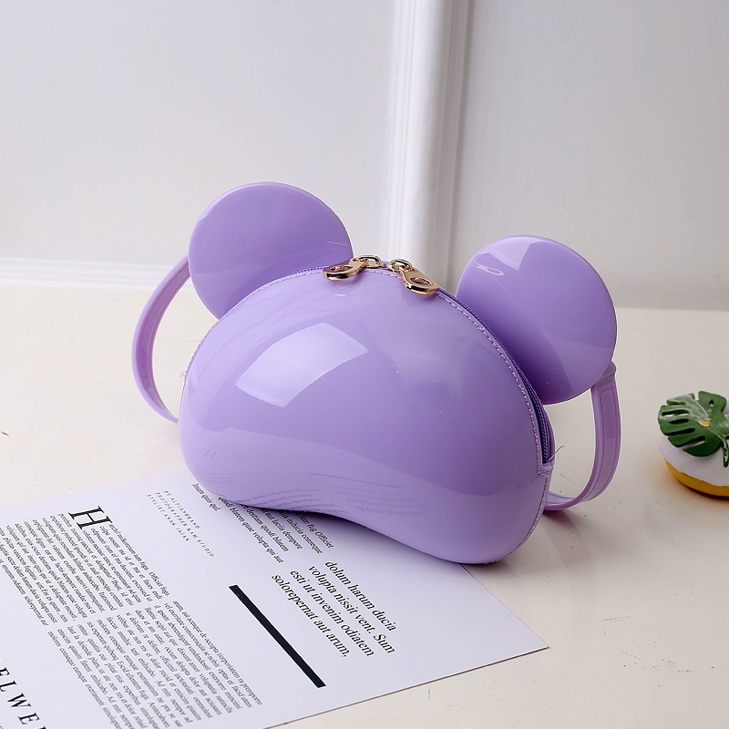 Túi Đeo Chéo Bằng PVC Thiết Kế Hình Tai Chuột Mickey Dễ Thương Giản Dị