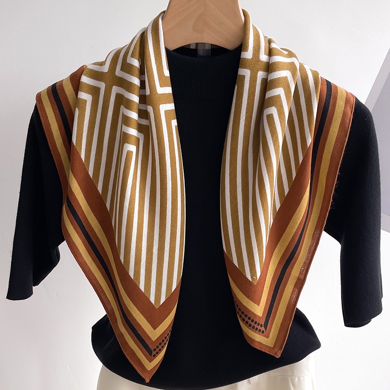 Khăn Choàng Cổ Vải Lanh Cotton Mỏng Họa Tiết Hình Học Đơn Giản Cho Nữ