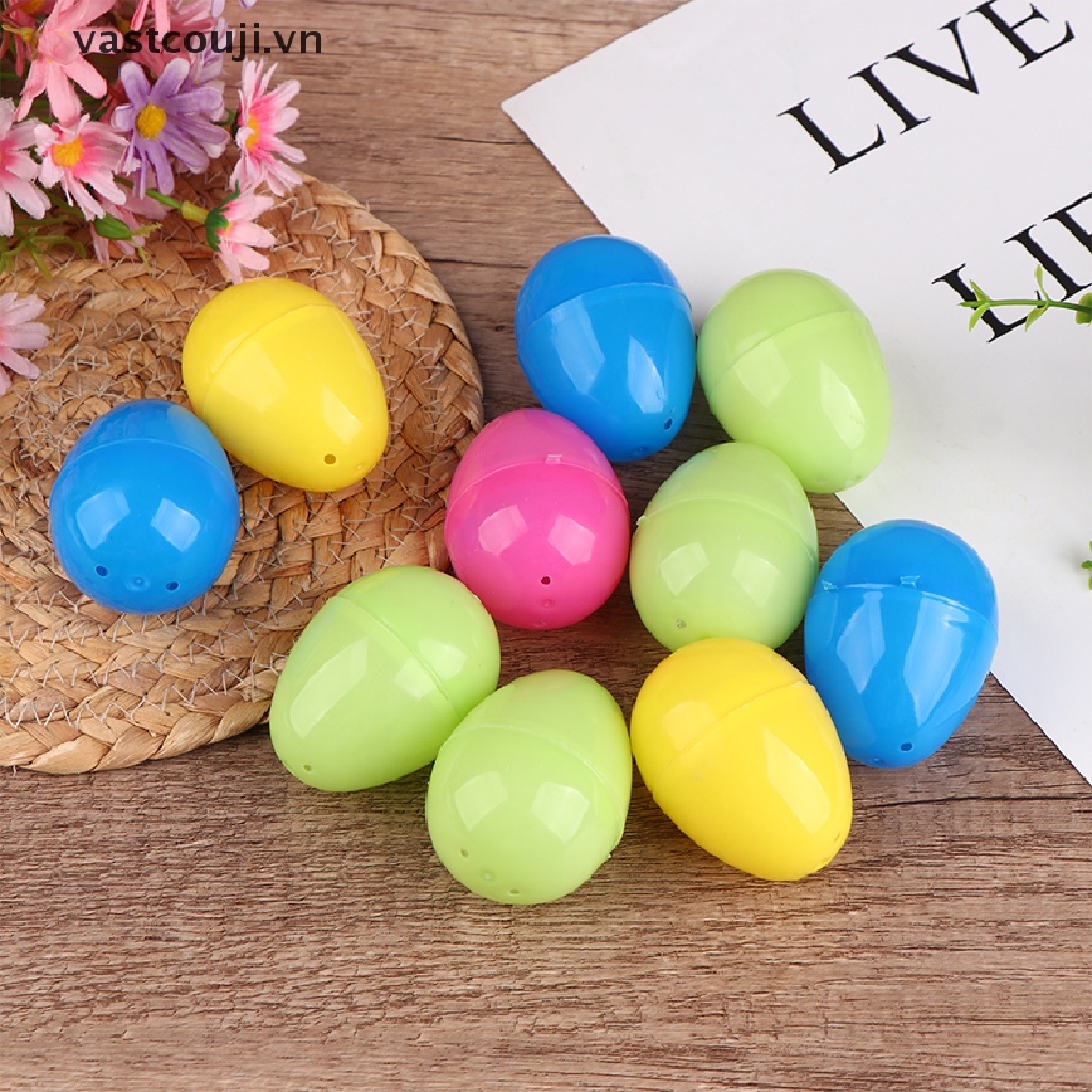Bộ 10 Trứng Phục Sinh Nhiều Màu Sắc Bằng Nhựa Dùng Trang Trí Diy