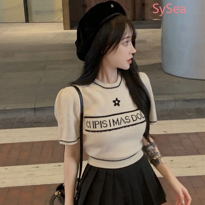 Áo Dệt Kim Thêu Chữ Thời Trang Mùa Hè Cho Nữ