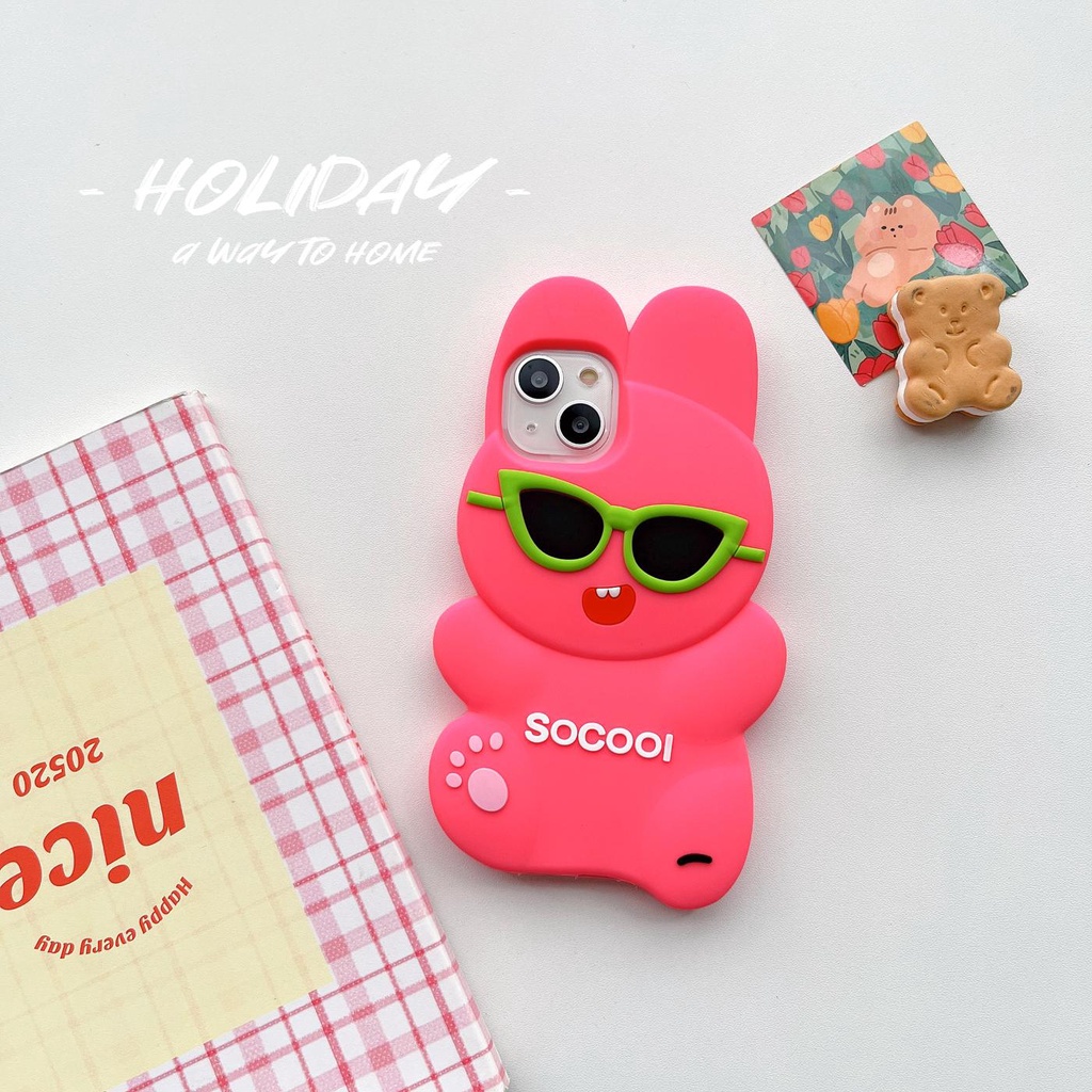 Ốp Điện Thoại Silicon TPU Mềm Hình Thỏ Hoạt Họa 3D Chống Sốc Chống Rơi Cho iPhone 14 13 12 11 Pro Max