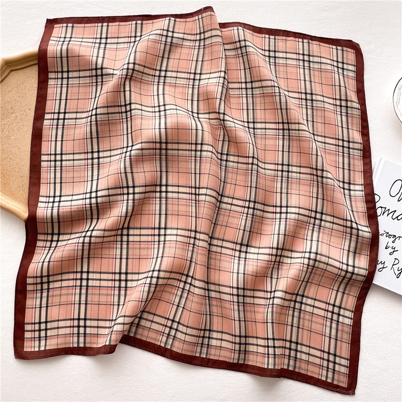 Khăn Choàng Cổ Hình Vuông 65cm Chất Liệu Cotton Lanh Họa Tiết Xương Cá Phong Cách Anh Quốc Cho Nữ