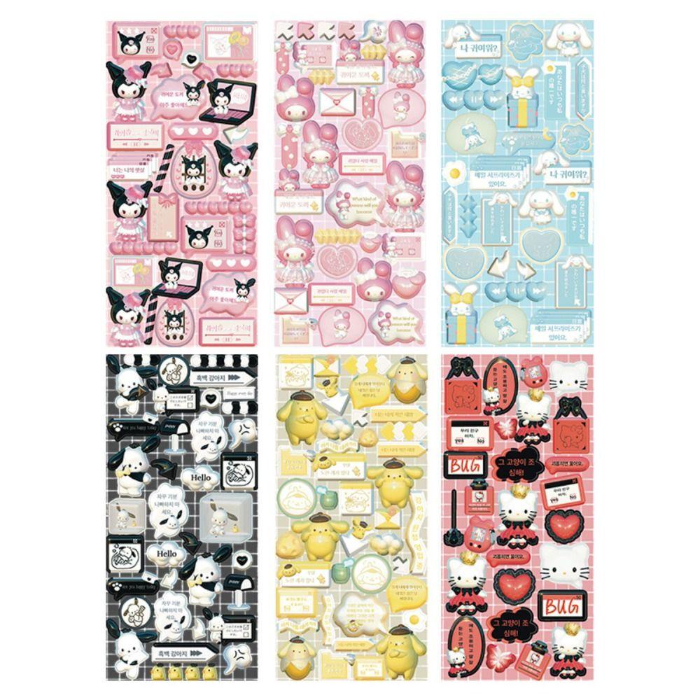 AUGUSTINA Set 5 Tấm Hình Dán Hình Cinnamoroll Dễ Thương Dùng Trang Trí Nhật Ký / Sổ Tay