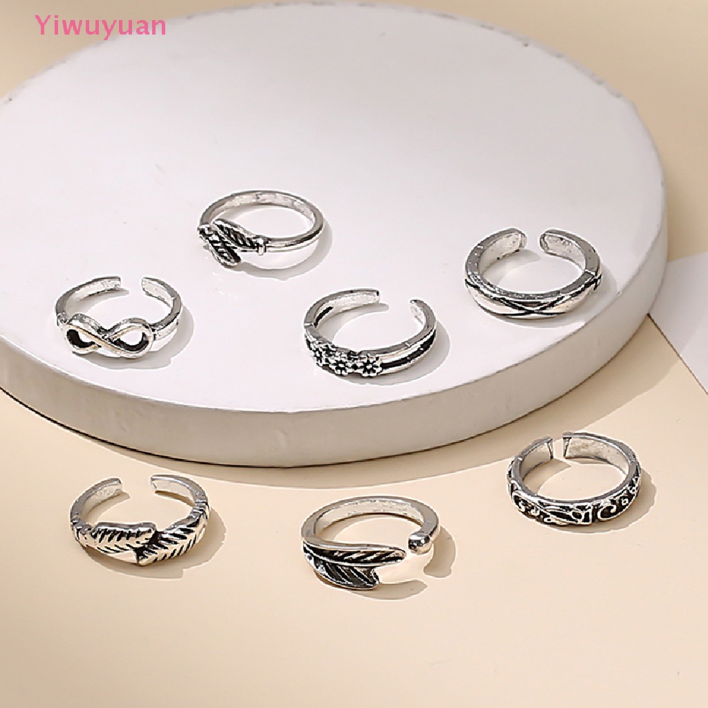 Bộ 6 Nhẫn Hợp Kim Đeo Ngón Chân Họa Tiết Gợn Sóng Có Thể Điều Chỉnh Kích Cỡ Mới