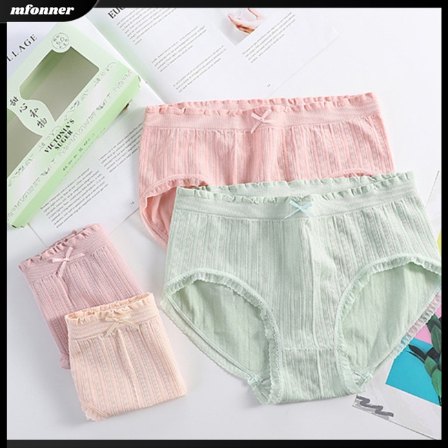 Set 4 Quần Lót Cotton Không Đường May Màu Sắc Thời Trang Cho Nữ
