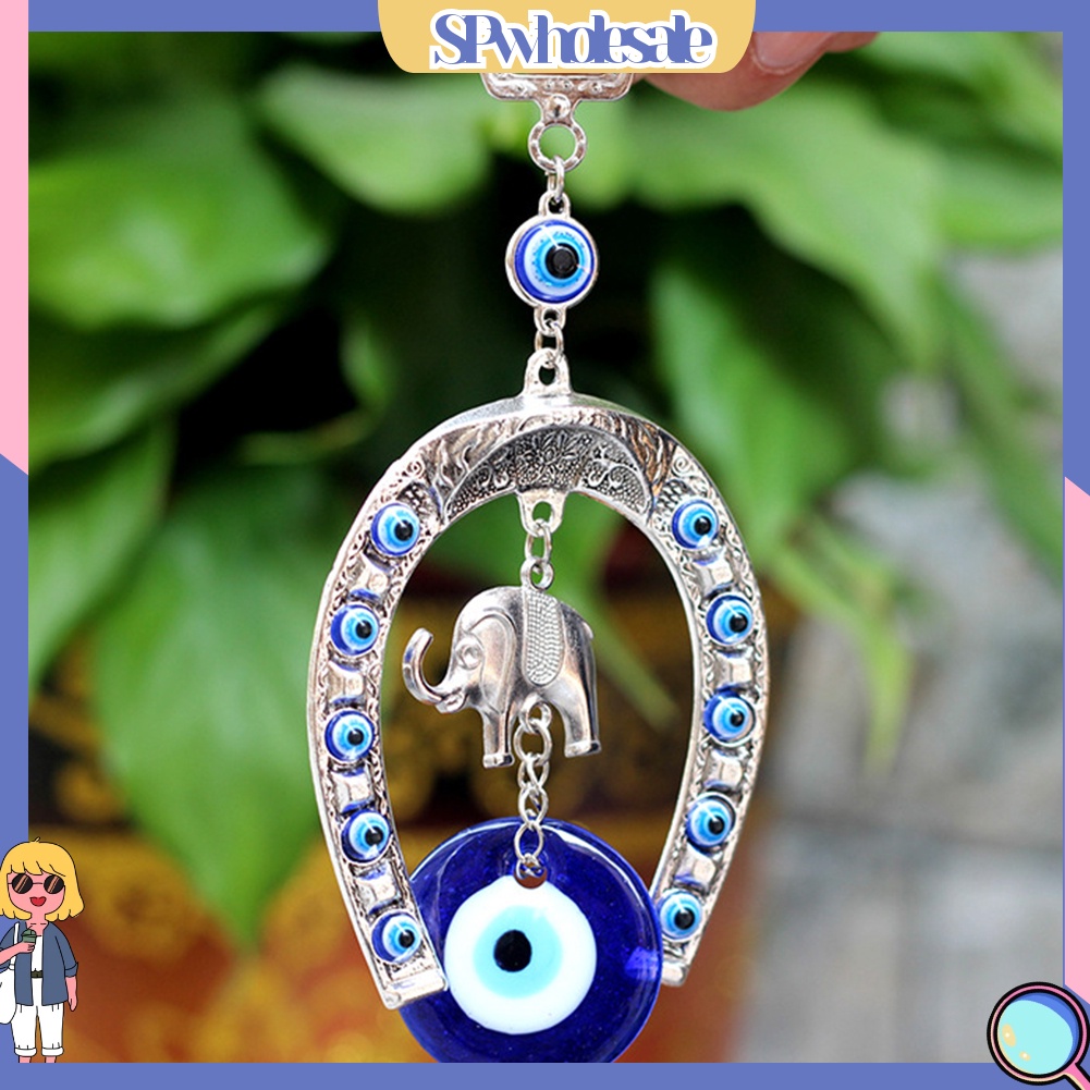 <SPwholesale> Mặt Dây Chuyền Hình Voi Mắt Xanh Thổ Nhĩ Kỳ Bảo Vệ May Mắn Cho Xe Hơi