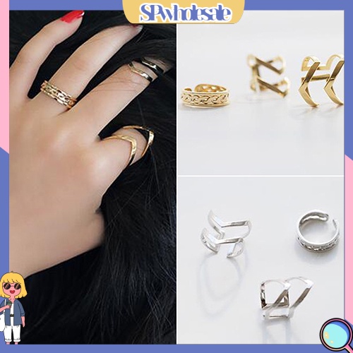<SPwholesale> Set 3 Nhẫn Đeo Khớp Ngón Tay Hình Mũi Tên Thời Trang Cho Nữ