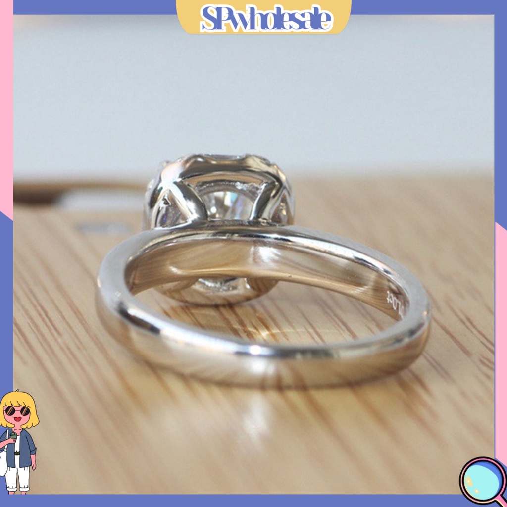 <SPwholesale> Nhẫn Đính Hôn Đính Đá Tròn Mạ Điện Sáng Bóng Trang Trí Đám Cưới Dành Cho Nữ