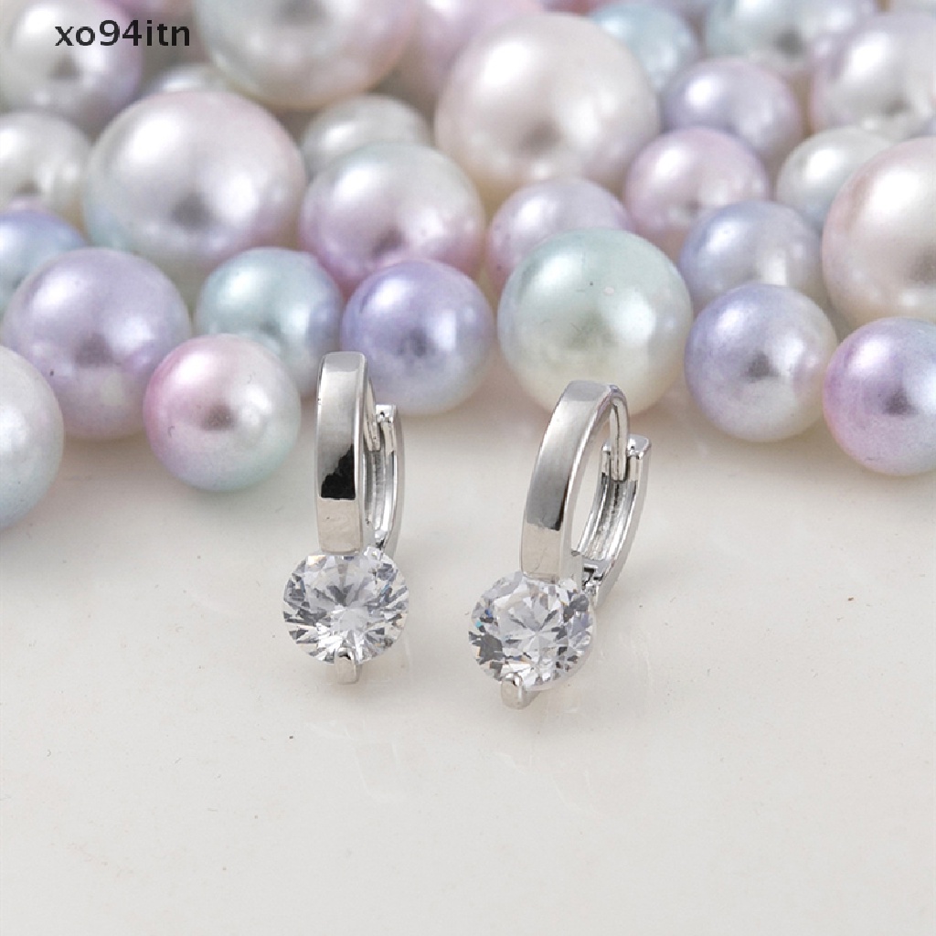 1 Đôi Khuyên Tai Tròn Đính Đá Thời Trang