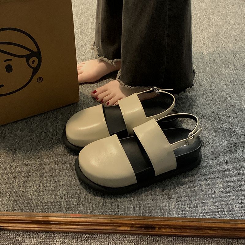 Giày Sandal Hở Ngón Đế Dày Mềm Mại Thoáng Khí Phong Cách Retro Thời Trang Cao Cấp Cho Nữ