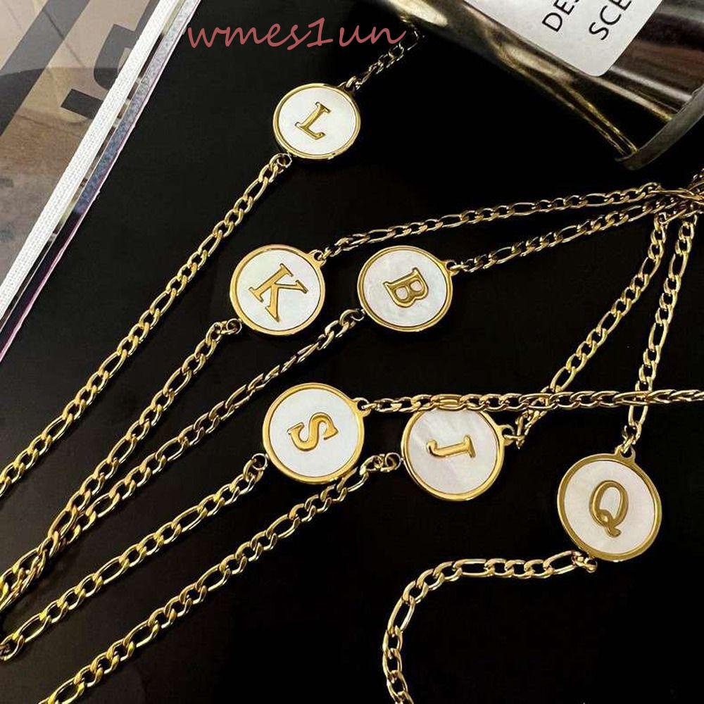 Vòng Tay Vỏ Sò WMES15H 26 Chữ Cái A-Z Thiết Kế Đơn Giản Thời Thượng Cho Cặp Đôi