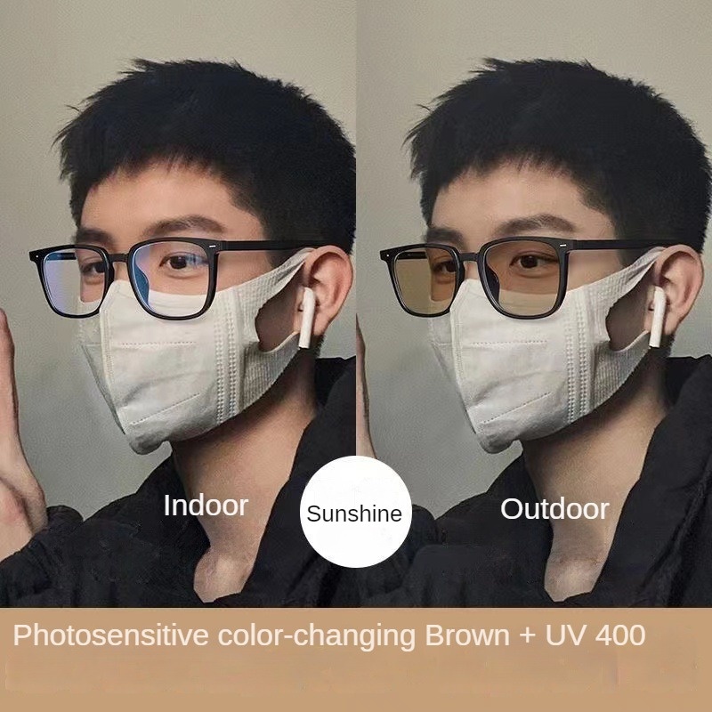 Mắt Kính  COD  Phẳng Thay Đổi Màu Đen Phong Cách Retro Thời Trang Dành Cho Nam Và Nữ