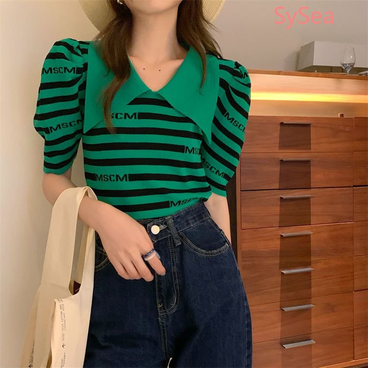 Áo Dệt Kim Kẻ Sọc Thời Trang Hè Cho Nữ