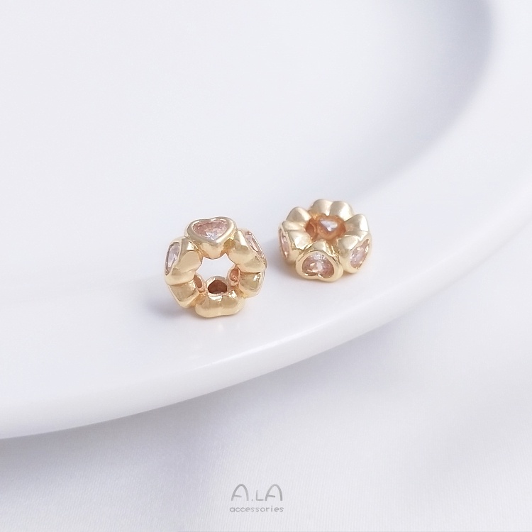 Hạt Cườm Bằng Đồng Mạ Vàng 14K Hình Trái Tim Nhiều Màu Sắc Dùng Làm Trang Sức diy