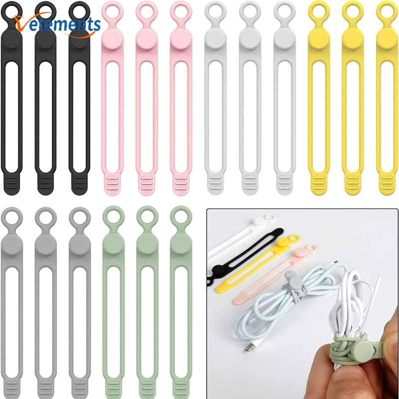 Kẹp Cố Định Dây Cáp Bằng Silicone Nhiều Màu Có Thể Tái Sử Dụng