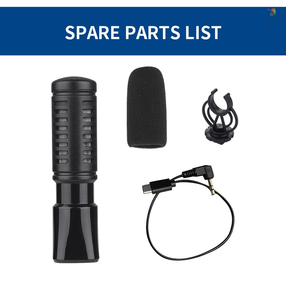 Micro Mini Cardioid Có Giá Đỡ Chống Sốc Phích Cắm Type-C Cho Điện Thoại Thông Minh Vlog Live Stream