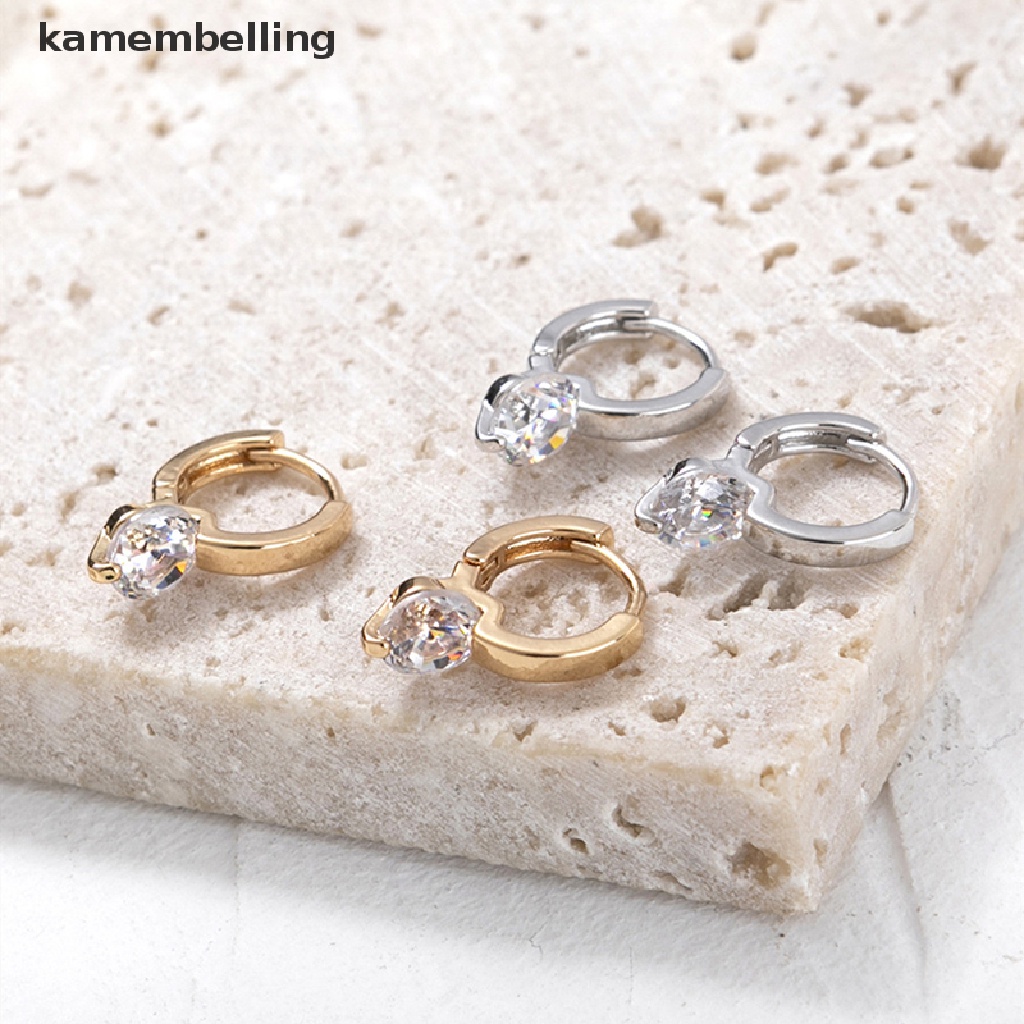 1 Đôi Khuyên Tai Tròn Đính Đá Thời Trang Hàn Quốc