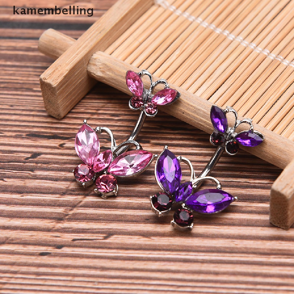 Kamembelling Khuyên Rốn Hình Bướm Đính Đá Zircon Quyến Rũ
