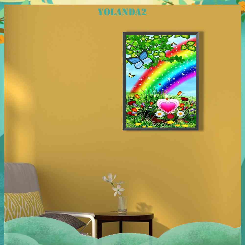 Tranh Đính Đá Kim Cương Toàn Bộ 5D DIY Hình Vẽ Cầu Vồng