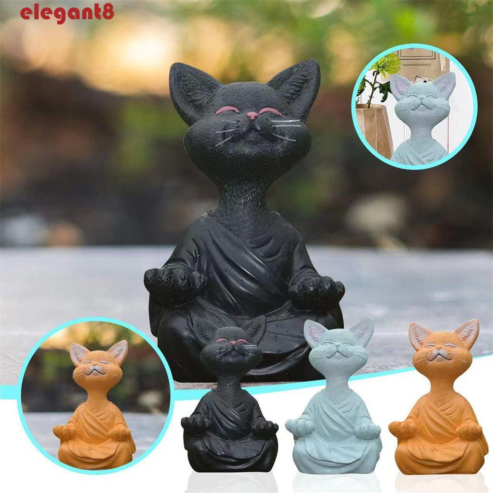 Chú Mèo Bằng Nhựa Resin Màu Sắc Tinh Khiết Dùng Trang Trí Vườn