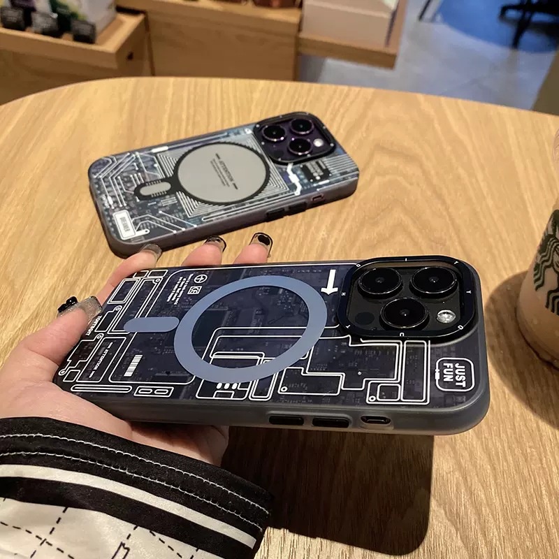 Ốp Điện Thoại Họa Tiết Bảng Mạch Công Nghệ Hít Nam Châm Mặt Nhám 13 / 12 Cho iPhone 14 Pro Max Plus
