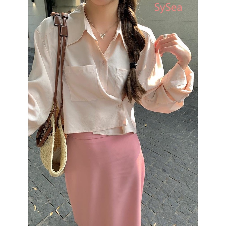 Áo Sơ Mi Dài Tay Cổ Polo Thiết Kế Không Đồng Đều Thời Trang Theo Phong Cách Pháp Cho Nữ