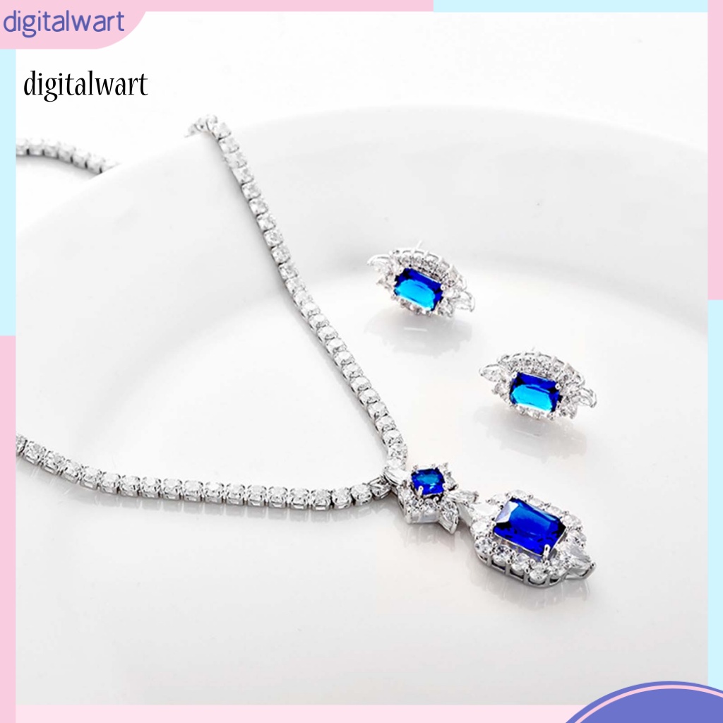 Kỹ Thuật Số| 1 Bộ Vòng cổ Và Bông Tai Đính Đá Khối Lập Phương Đặc Biệt Sang Trọng Thanh Lịch Cho Ngày Đặc Biệt