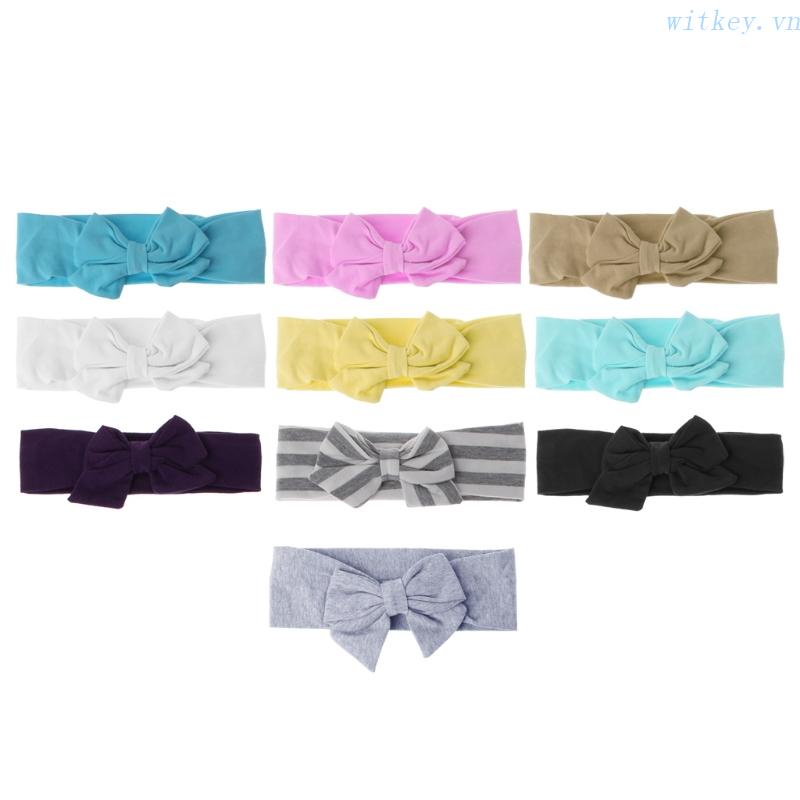 Băng Đô Cotton Thắt Nơ Màu Trơn Dễ Thương Dành Cho Bé Gái