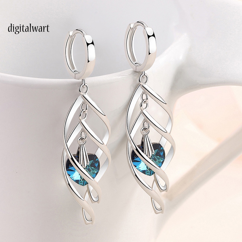 Kỹ Thuật Số| 1 Đôi Khuyên Tai Xoắn Ốc Đính Pha Lê Nhân Tạo Sang Trọng