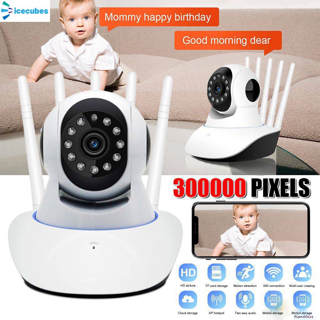Camera Giám Sát Trẻ Em Robot Camera Ip Wifi 5 Ăng Ten Không Dây Nhìn Đêm Hồng Ngoại Full Hd Icecube