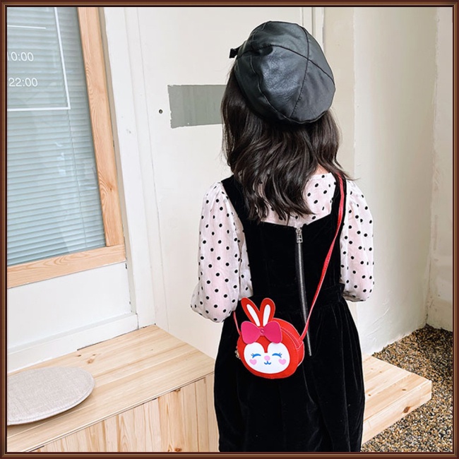 Túi Đeo Chéo Vai Mini Bằng Da Pu Họa Tiết Thỏ Hoạt Hình Dễ Thương Dành Cho Trẻ Em