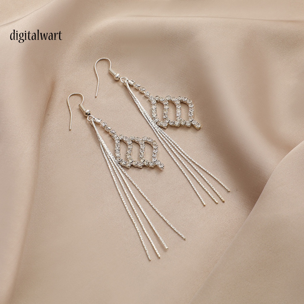 Kỹ Thuật Số| 1 Đôi Bông Tai Dài Đính Đá Sáng Lấp Lánh Thời Trang Dành Cho Nữ