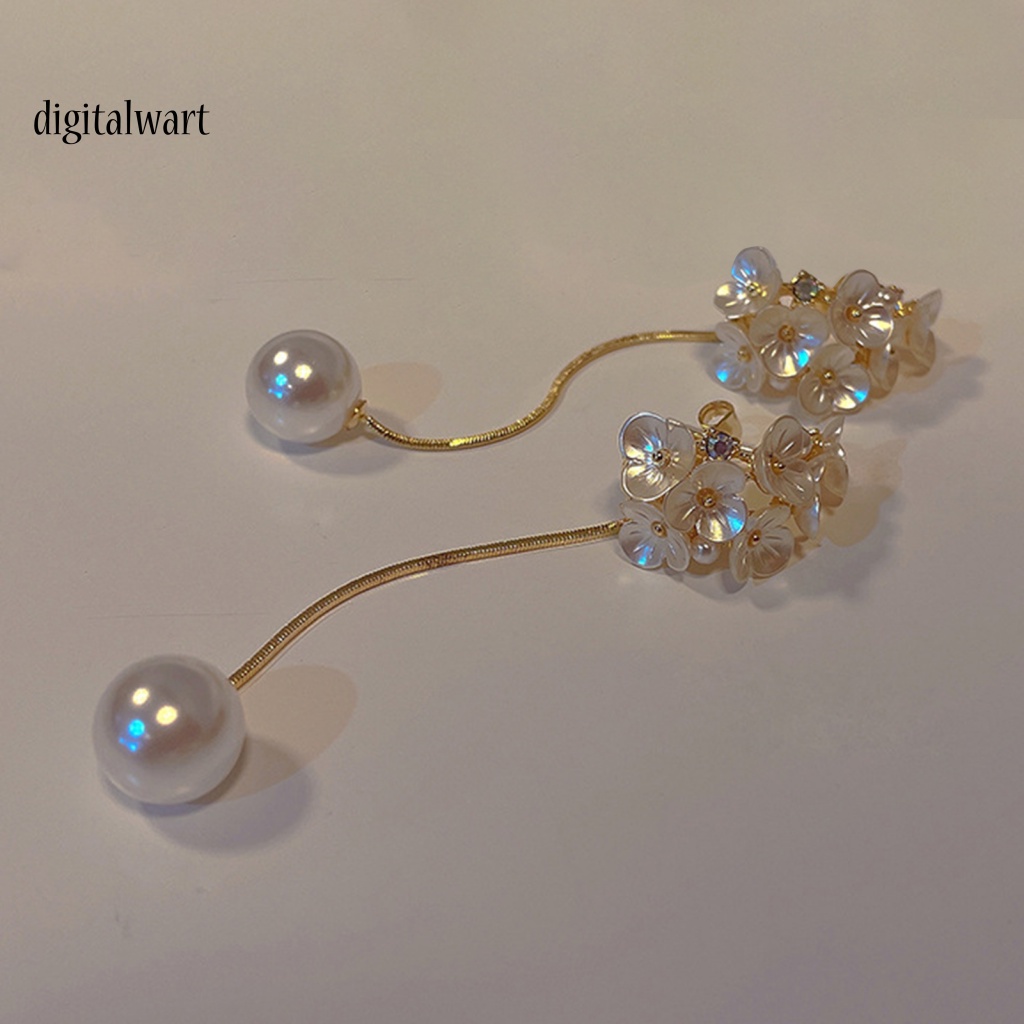 Kỹ Thuật Số| 1 Đôi Bông Tai Dáng Dài Hình Hoa Đính Ngọc Trai Nhân Tạo Thời Trang Dành Cho Nữ