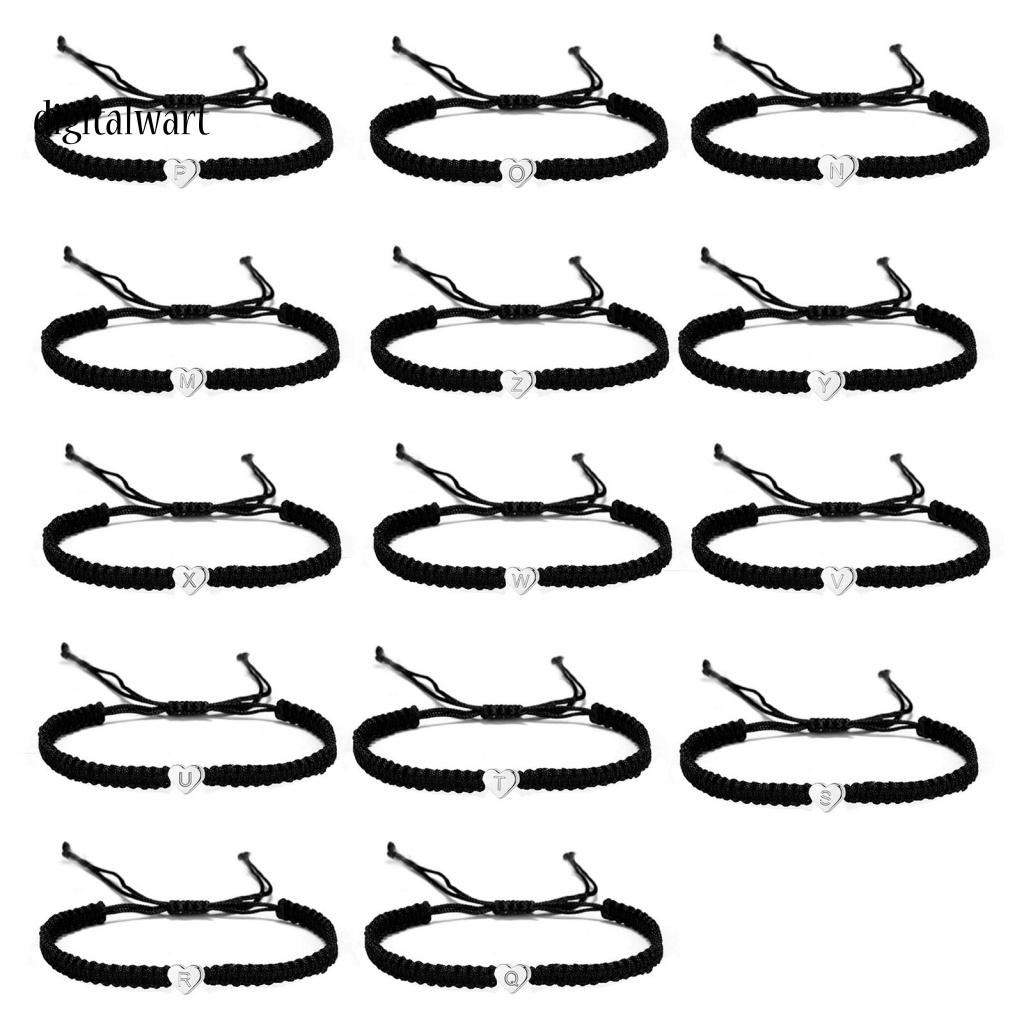 Kỹ Thuật Số| Vòng Tay Dây Bện Co Giãn Mặt 26 Chữ Cái Tùy Chỉnh Thời Trang Cho Cặp Đôi