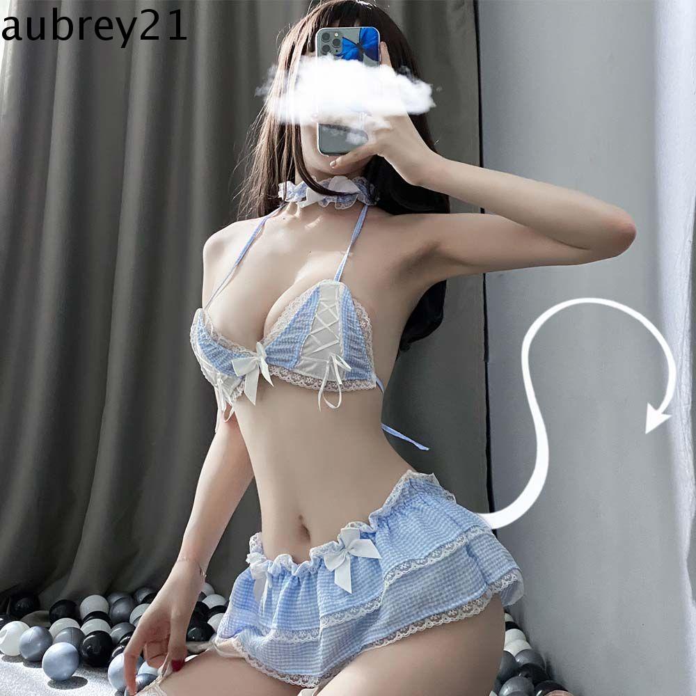 Đầm Ngủ Phối Bèo Và Quần Lót In Họa Tiết Cô Hầu Gái Dễ Thương