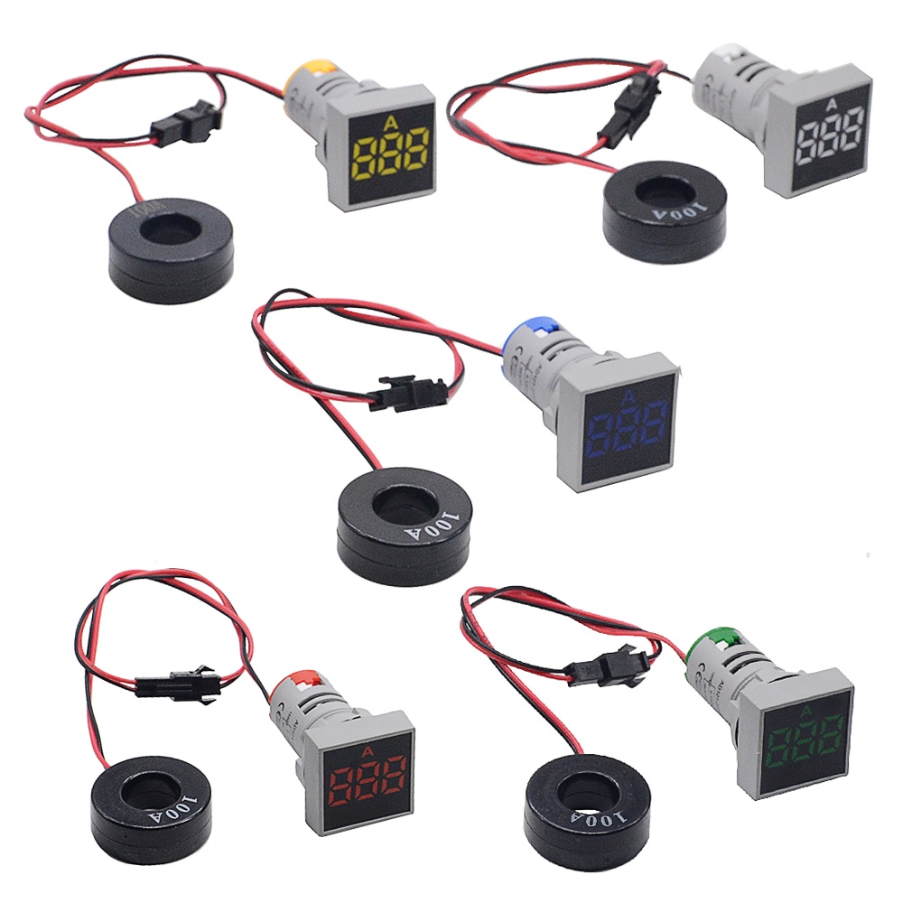 22MM AC20-500V 0-100A Kỹ Thuật Số Vôn Kế Đồng Hồ Đo Điện Áp Chỉ Báo Đèn Phi Công Ampe Kế Ampermeter Hiện Tại Máy Đo