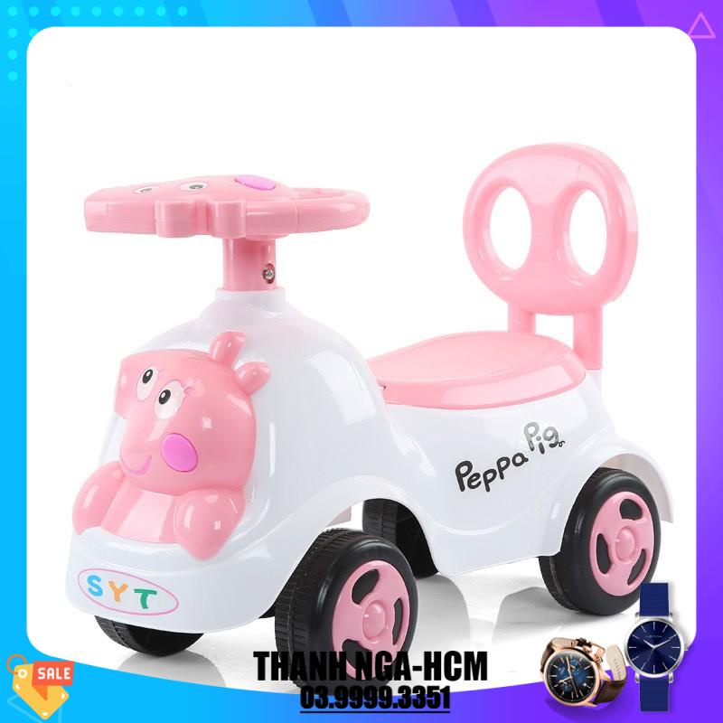 Xe lắc bơi cho bé có nhạc + còi,)Xe chòi chân hình Heo cho bé có nhạc