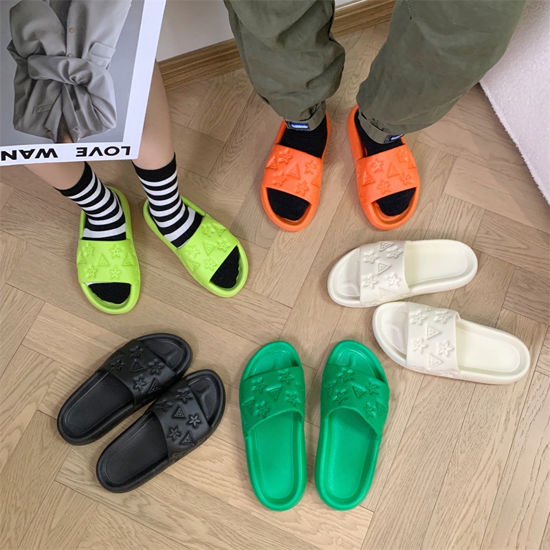 【EVEANOBQY】 Dép PVC Đi Trong Nhà Màu Trơn Phong Cách Mới Cho Cặp Đôi