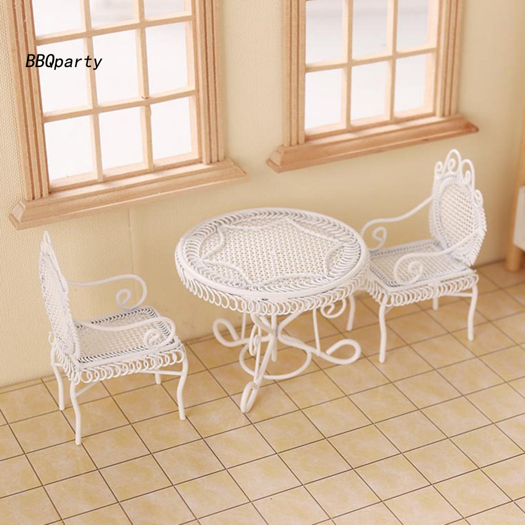 Mô Hình Bàn Ghế Tròn Bằng Sắt Dễ Phối Đồ Trang Trí Nhà Búp Bê