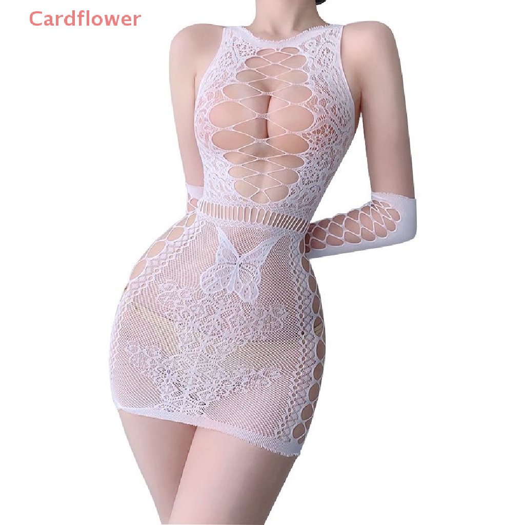 &lt; Cardflower &gt; Đầm Ngủ Lưới Ôm Dáng Gợi Cảm Tay Áo Whith Mới Cho Nữ