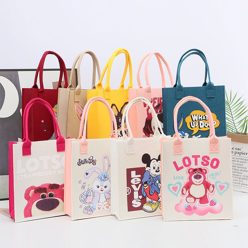 MLKSRH KQES Túi Nỉ Đựng Hộp Cơm Trưa In Họa Tiết Hoạt Hình Dễ Thương Cho Nữ