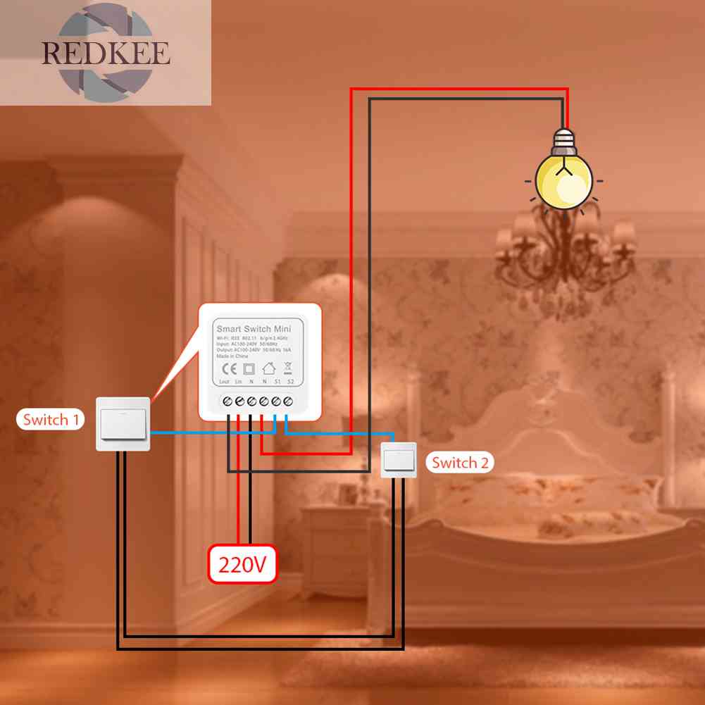 Công TắC ĐèN WiFi Thông Minh 2 ChiềU 16A KèM Phụ KiệN