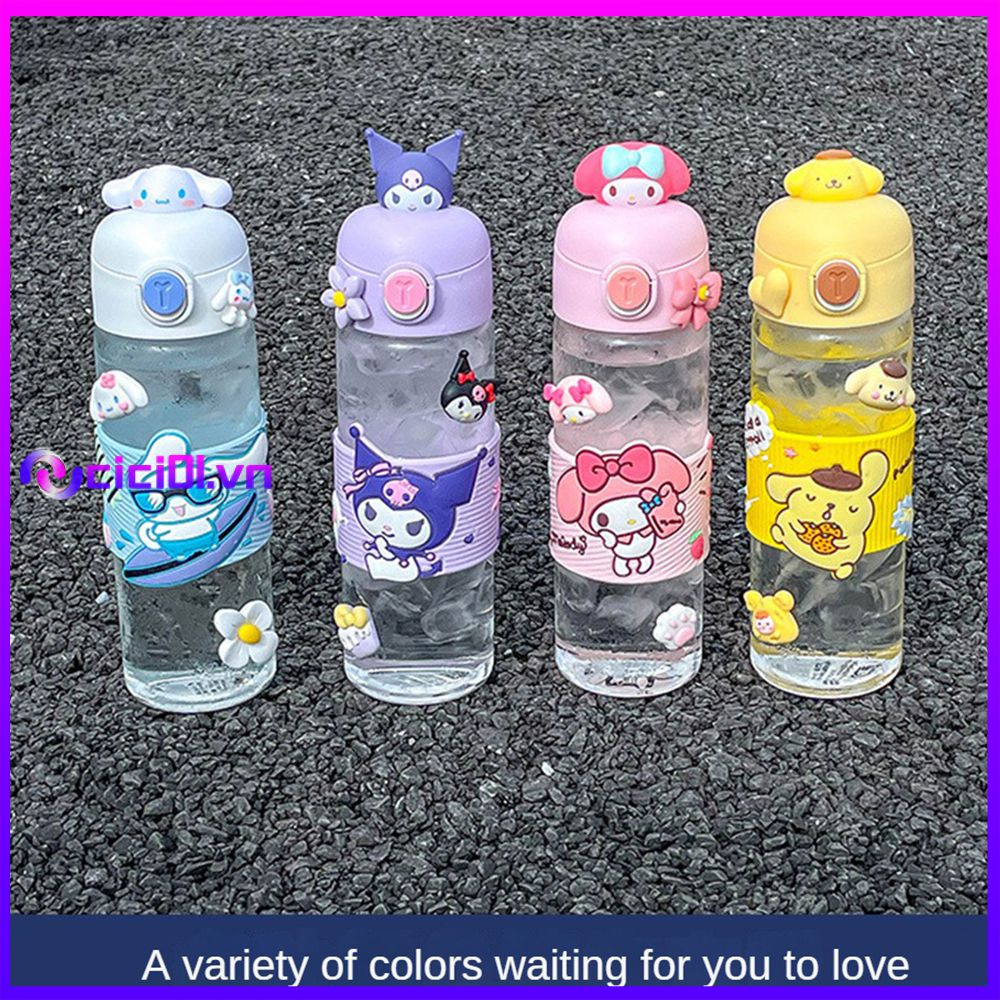 Cốc Thủy Tinh Sanrio Cinnamoroll Anime Hello Kitty 330Ml Bình Nước Thể Thao Kawaii Hoạt Hình Bình Nước Cà Phê Trẻ Em Quà Tặng | Cici01