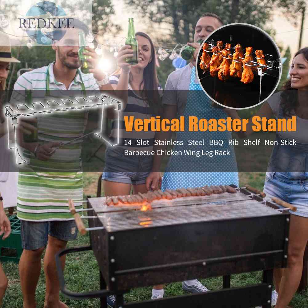 Kệ Nướng Cánh Gà Bằng Thép Không Gỉ 14 Ngăn Có Thể Gập Lại