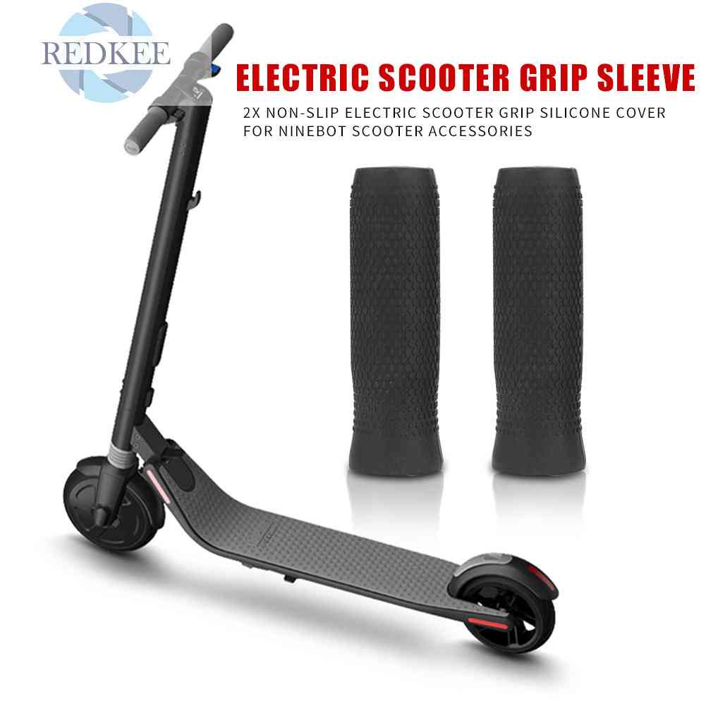 Set 2 Vỏ Bọc Tay Lái Xe Scooter Điện Ninebot ES1 Bằng Silicon Chống Trượt Màu Đen