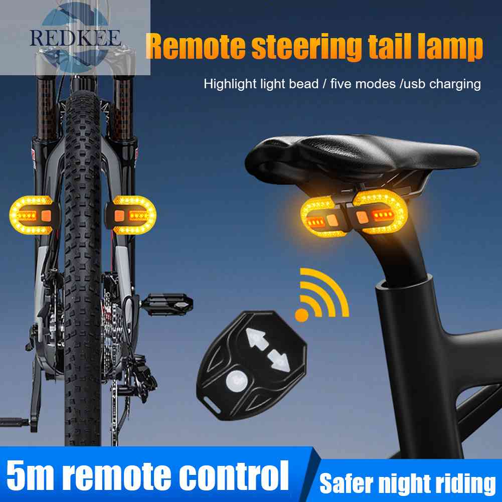 Đèn LED Xi Nhan 3 Trong 1 30lm Gắn Đuôi Xe Đạp Kèm Điều Khiển Từ Xa