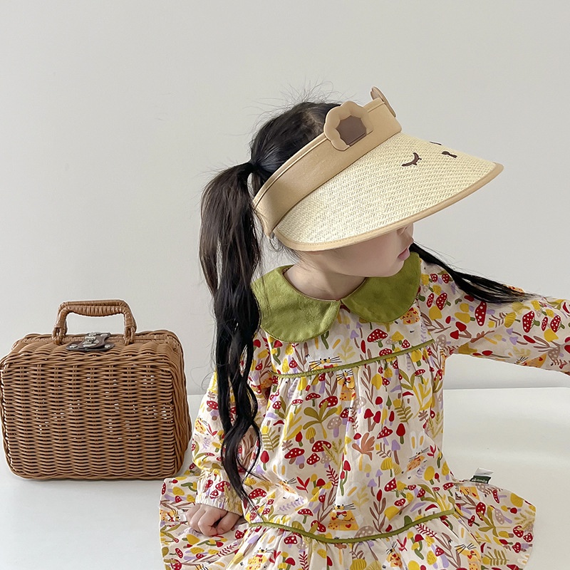 Mũ Rơm Chống Nắng Mùa Hè Hở Chóp Phong Cách Hàn Quốc Cho Bé Trai Và Bé Gái